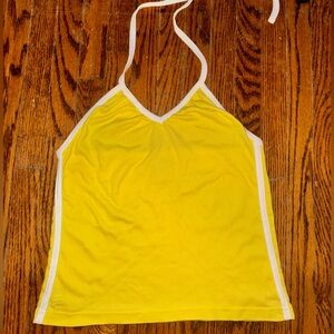Vintage Y2K Kayci - Yellow Halter Top with White Trim - size M
